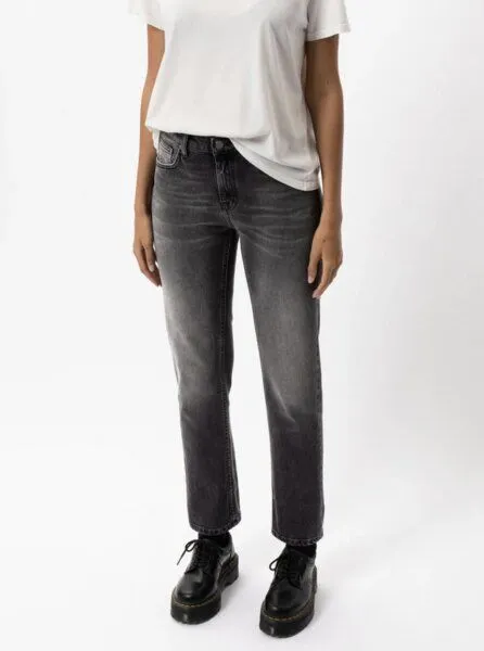 Nudie Jeans Nudie Jeans Damen Jeans - Straight Sally - aus einem Baumwolle/Elasthan Mix, Grau (midnight rumble), – Produktbild 2 von 4