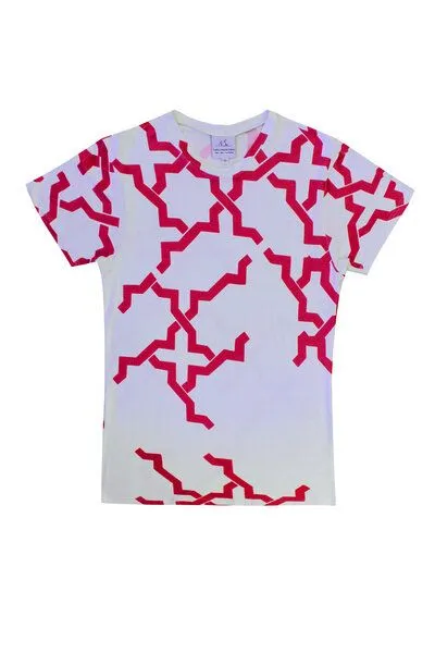 Sophia Schneider-Esleben Sophia Schneider-Esleben Unisex T-Shirt Mio - aus Bambuscellulose gewonnene Viskosefaser, Weiß-rot, – Produktbild 3 von 4
