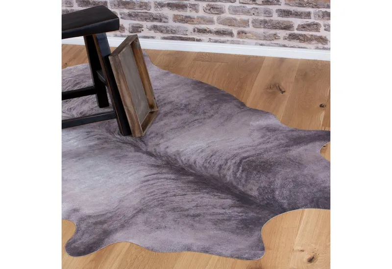 Obsession Fellteppich my Toledo 193, fellförmig, Höhe: 5 mm, Kunstfell, gedruckte Kuhfell-Optik, ideal im Wohnzimmer & Schlafzimmer, Grau, – Produktbild 3 von 5