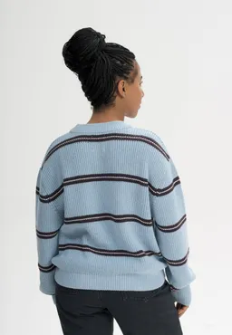 MELA MELA Damen vegan Strickpullover Mit Rippmuster Adah Stripes In Salty Blue – Produktbild 1 von 1