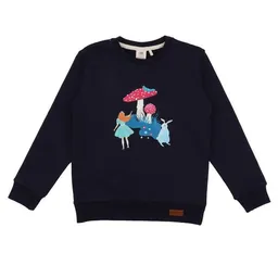 Walkiddy Baby Sweatshirt GOTS zertifiziert, Bio-Baumwolle, dunkelblau, „Wonderland“, Frontmotiv, weich & bequem – Walkiddy – Produktbild 1 von 1