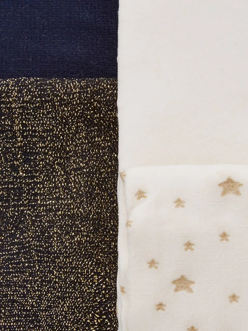 Vertbaudet 2er-Pack Mädchen Baby Glitzer-Strumpfhosen, Pack beige glanzeffekt, – Produktbild 2 von 2