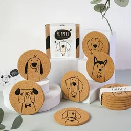 PepMelon PepMelon Puppies Hunde Korkuntersetzer, Hundeliebhaber Geschenk Untersetzer Set – Produktbild 1 von 1
