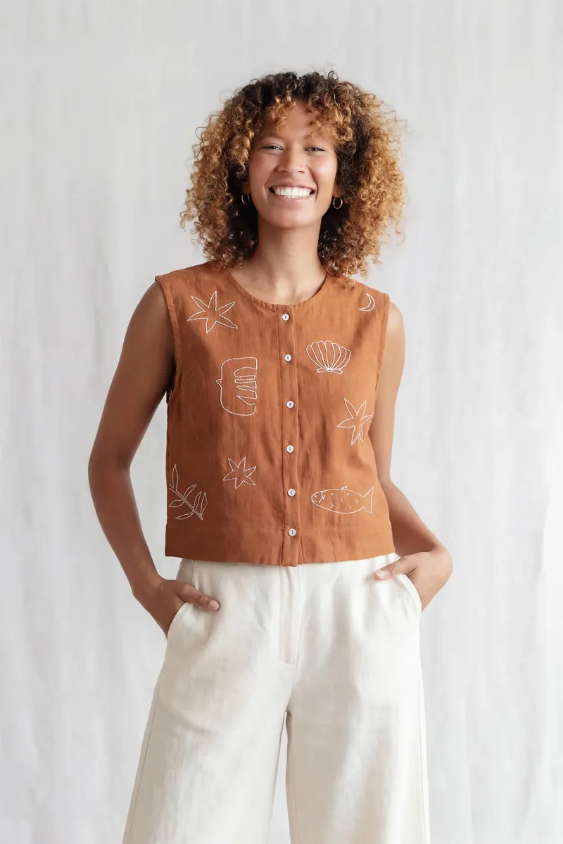 Jyoti - Fair Works Jyoti - Fair Works Damen vegan Top DIYAn Haselnussbraun, Hellbraun, – Produktbild 2 von 2