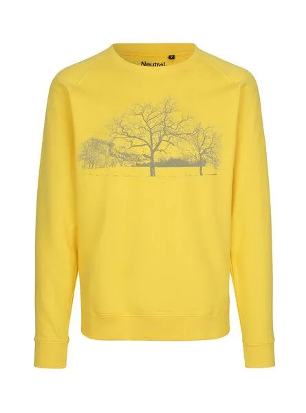 Peaces.bio - handbedruckte Biomode Peaces.bio - handbedruckte Biomode Sweatshirt Landscape Unisex, Gelb, – Produktbild 1 von 2