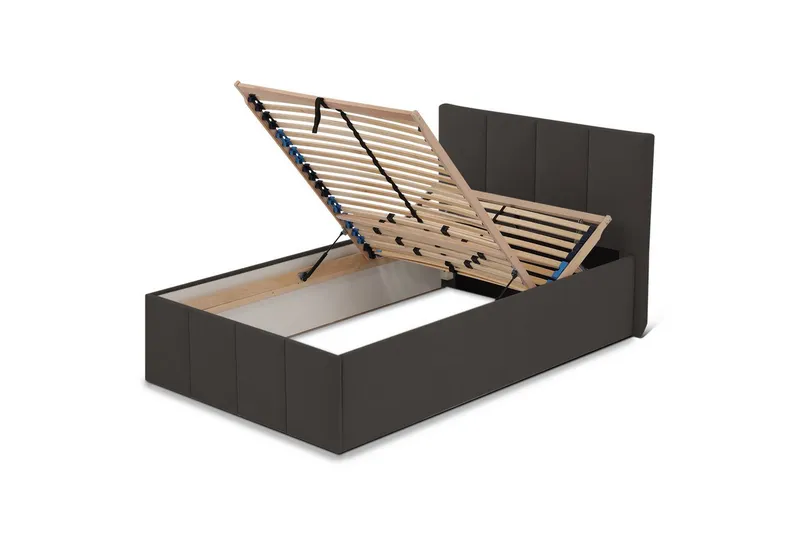 Halmon Schlafkomfort Betten Polsterbett Dalas-Standard (Mit Bettkasten, erhältlich in 6 Größen, 10 attraktiven Farben mit oder ohne Matratze), Seitenhöhe 32cm, Hochwertiger Webstoff aus 100% Polyester, Schwarz, – Produktbild 3 von 5