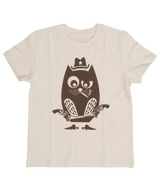 päfjes päfjes Harry der Eulen Cowboy - Kinder Shirt - fair gehandelt - Bio - Natur/Braun, Natur, – Produktbild 1 von 3