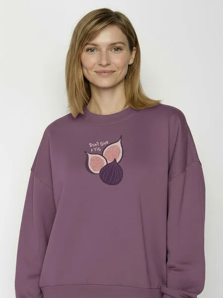 GreenBomb GREENBOMB Fig Core - Lässiges Sweatshirt aus Bio-Baumwolle / hochwertiger Print / GOTS / Fair & Vegan, Lila (moorberry), – Produktbild 2 von 4