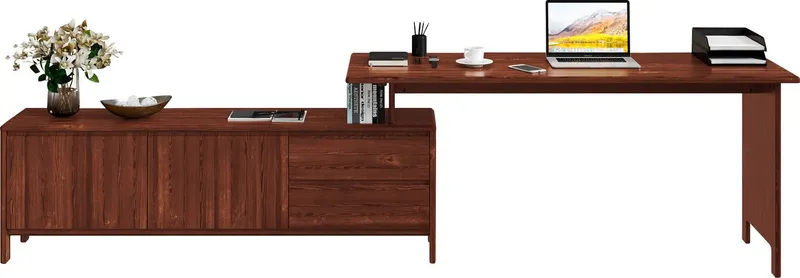 OTTO home Schreibtisch Luven, aus Massivholz, in 2 Breiten, variable Nutzung als Schreibtisch oder Eckschreibtisch, Braun, – Produktbild 2 von 5