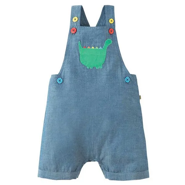 Frugi Frugi Latzhose mit Dinosaurier in jeansblau Sommerhose – Produktbild 1 von 3