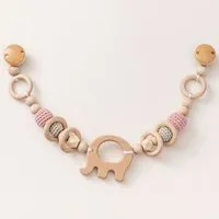 NoniKids Berlin NoniKids Berlin Kinderwagenkette Holz *Elefant* 4 Farben | Bio Baumwolle, Rosa | grau, – Produktbild 1 von 1