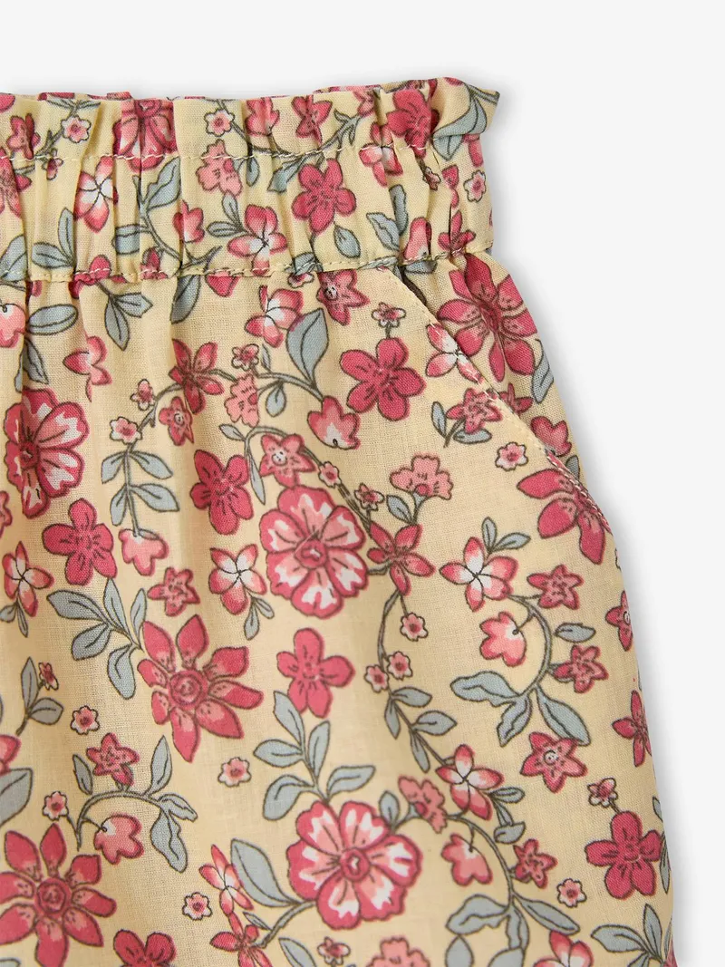 Vertbaudet Shorts Mädchen Baby mit Dehnbund und Blumenmuster, Hellgelb, – Produktbild 3 von 4