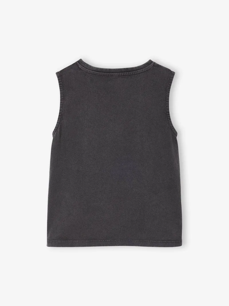 Vertbaudet Top mit Print & Zierknoten am Saum Mädchen, Anthrazit, – Produktbild 3 von 4