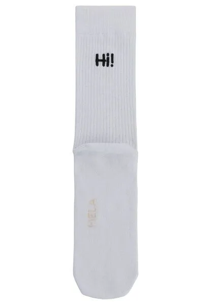 MELA MELA Gerippte Socken Stickerei 1 Paar aus 100% Bio-Baumwolle, Weiss / hi, – Produktbild 3 von 4