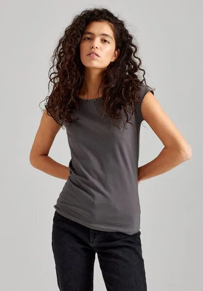THOKKTHOKK ThokkThokk TT01 Cap Sleeve T-Shirt Damen (GOTS, vegan, Bio-Baumwolle), Castlerock (grau), – Produktbild 1 von 4