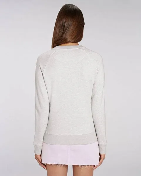 Human Family Human Family Bio Damen Rundhals Sweatshirt "Feel - Change your view" - in 7 Farben, Hellgrau-meliert, – Produktbild 2 von 3