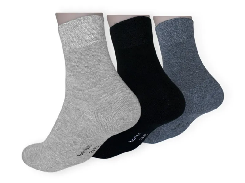 Die Sockenbude Kurzsocken BAMBUS (Bund, 3-Paar, grau, blau, schwarz) mit weichem Komfortbund ohne Gummi – Produktbild 3 von 5