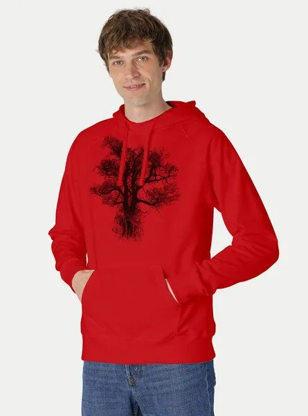 Peaces.bio - handbedruckte Biomode Peaces.bio - handbedruckte Biomode Bio-Herren-Kapuzensweater Chestnut, Rot, – Produktbild 1 von 2