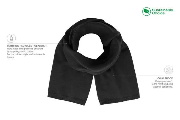 Atlantis Headwear Atlantis Headwear Schal aus einer Lage recyceltem Polyestergarn 1,6m, Schwarz, – Produktbild 3 von 3