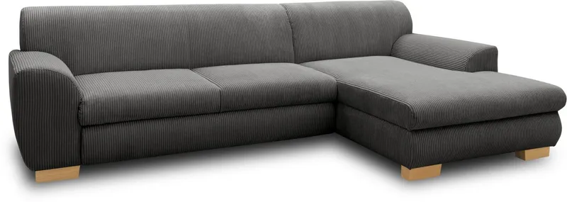 Home affaire Ecksofa Nika zeitlos und elegant, L-Form, wahlweise mit Bettfunktion, auch in Cord, Grau, – Produktbild 5 von 5