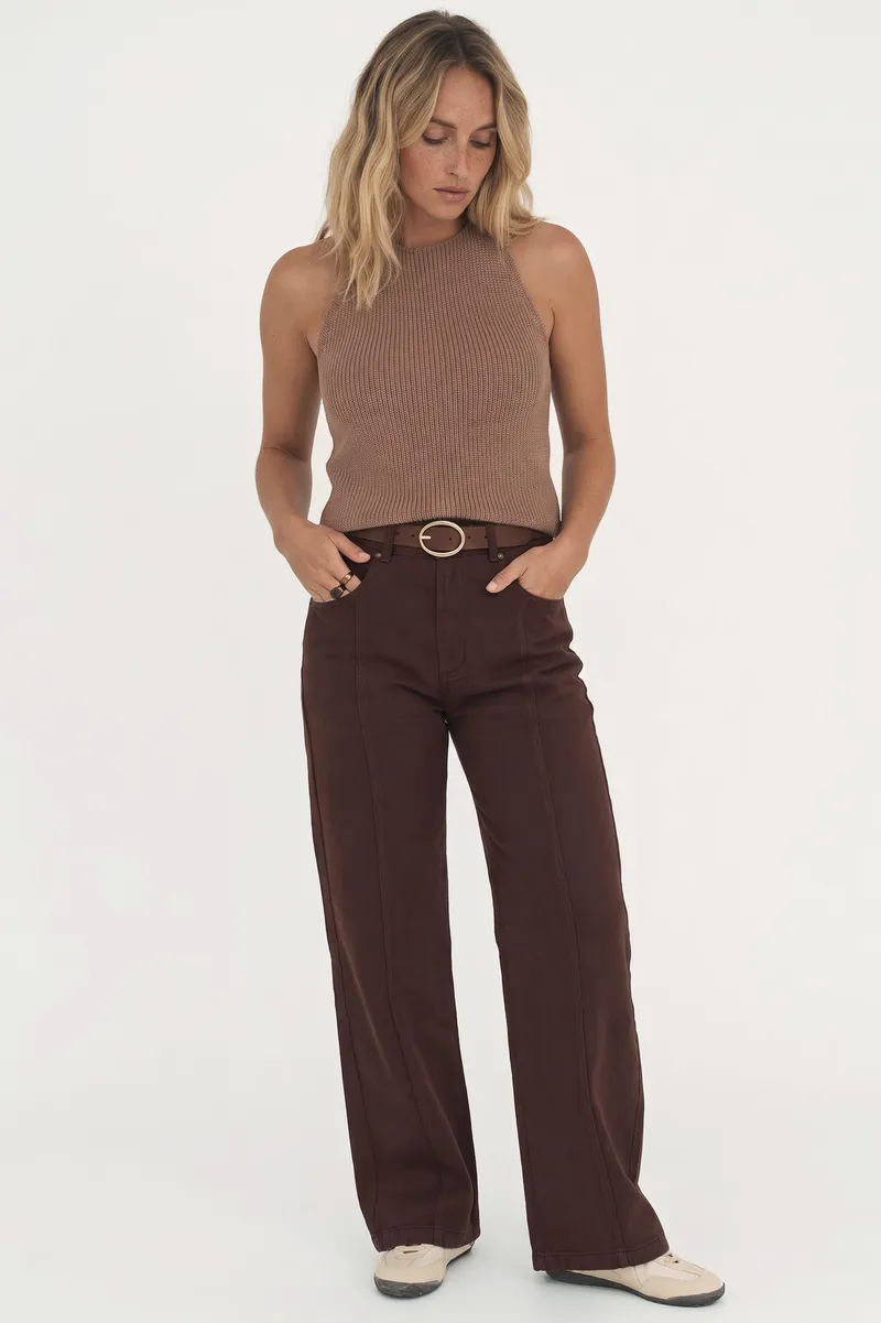 Näz Näz Damen vegan Claire-Halter Top Aus Strick Farbe Mokka, Braun, – Produktbild 2 von 2