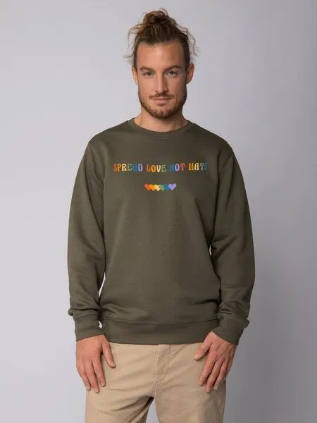 watapparel watapparel Sweatshirt Unisex Spread Love not Hate, Khaki, – Produktbild 2 von 3