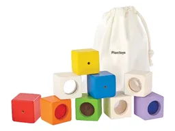 PlanToys PlanToys Sinnesklötze Holzbausteine aus Kautschukholz, 10-teilig Maße Würfel 3,5 x 3,5 x 3,5 cm – Produktbild 1 von 1