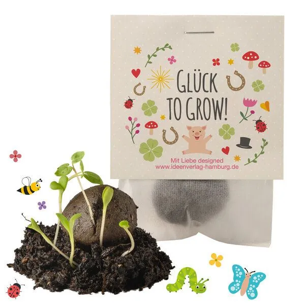 Ideenverlag Hamburg Ideenverlag Hamburg 10 Glück to grow Samenbomben im Tütchen mit Wildblumensaatgut – Produktbild 3 von 4