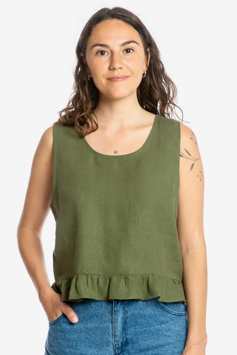 MATONA MATONA Damen vegan Top Gathered Olive, Olivgrün, – Produktbild 2 von 2
