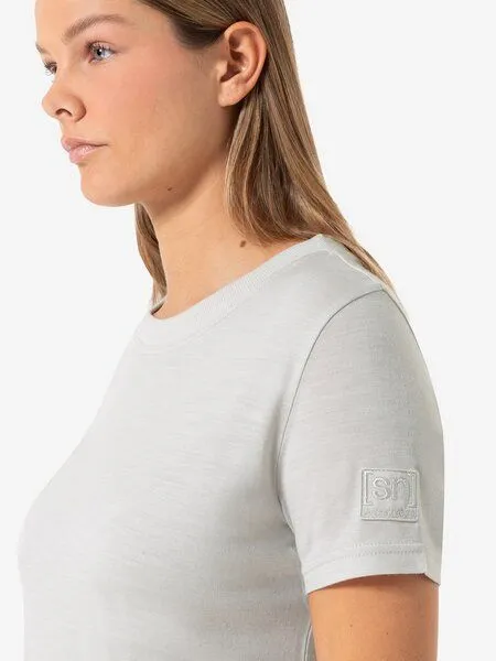 Super.Natural Super.Natural T-Shirt Casual Rib Bio J Tee für Damen, Merino, White stone melange, – Produktbild 2 von 4