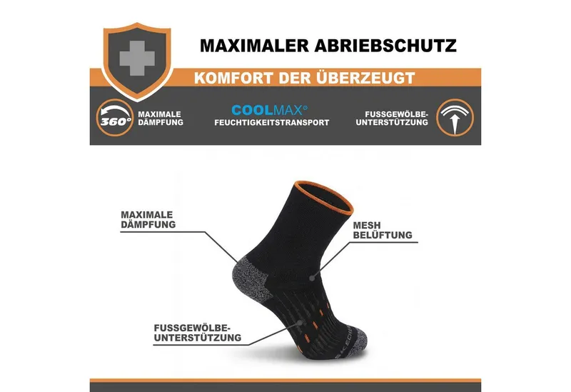Skechers Skechers Arbeitssocken Socken Herren Damen Multi Pack - Mesh Belüftungstechnologie (3er und 6er Pack) Robustes Material und bequemer Tragekomfort - Fußgewölbe-Unterstützung, Grau|schwarz, – Produktbild 4 von 5