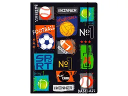 Sammelmappe "Sports", DIN A4 mit Gummizug und 3 Einschlagklappen, Recyclingkarton 500 g/m² – Produktbild 1 von 1