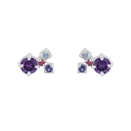 Eppi Eppi Silberne Cluster Ohrringe mit Amethysten und Edelsteinen Kerrie – Produktbild 1 von 1