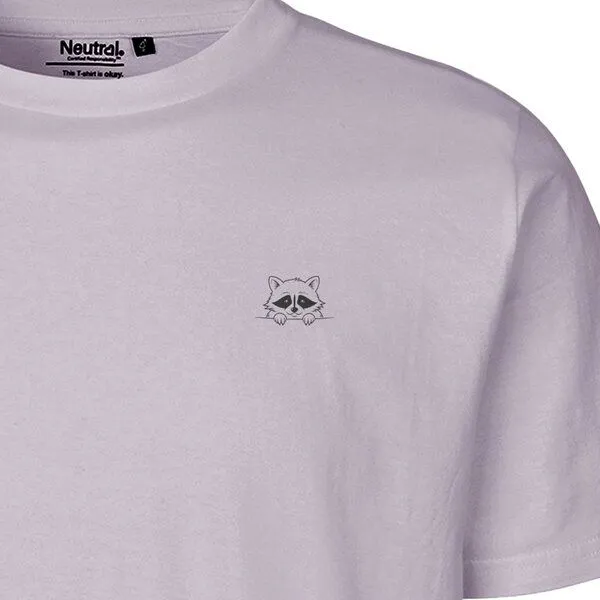 HANDGEDRUCKT HANDGEDRUCKT "Flauschspion" Unisex T-Shirt aus reiner Baumwolle (kbA), Dusty purple, – Produktbild 1 von 3