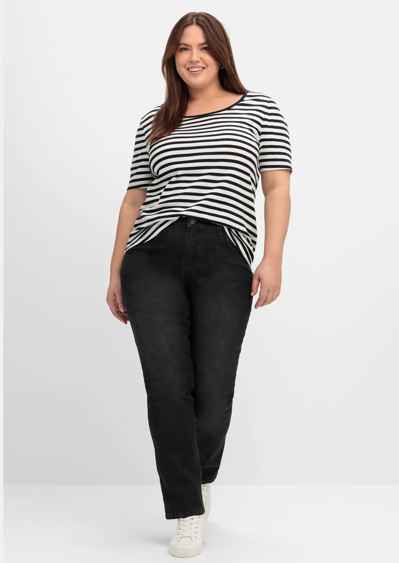 sheego Gerade Jeans black denim, Black denim, – Produktbild 3 von 3
