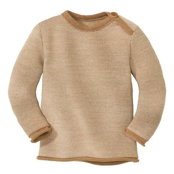 Disana Disana Baby Melange-Pullover mit Knopfverschluss kbT Merino, Rose, – Produktbild 2 von 7