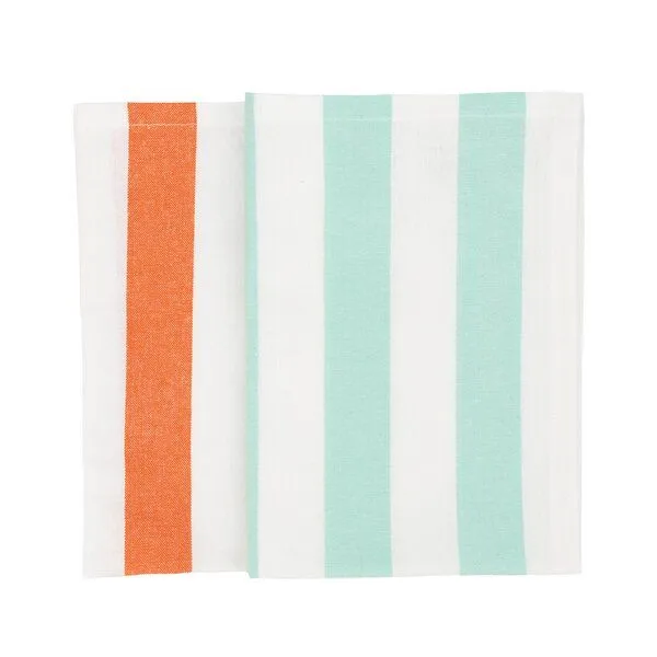 El Puente El Puente Geschirrtücher in Mint und Orange (2er-Set) | Fair Trade & Handmade aus Indien, Green, – Produktbild 1 von 3