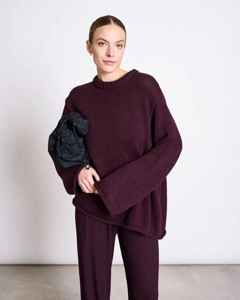 JAN N JUNE JAN N JUNE Strickpullover SONA aus Bio-Baumwolle GOTS, Cherry lacquer, – Produktbild 1 von 4