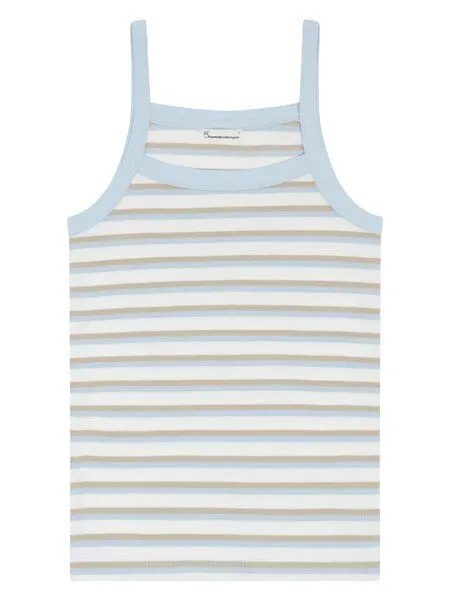 KnowledgeCotton Apparel KnowledgeCotton Apparel Ripptop - Rib strap top - aus Bio-Baumwolle, Blau (multi-color-stripe), – Produktbild 1 von 3