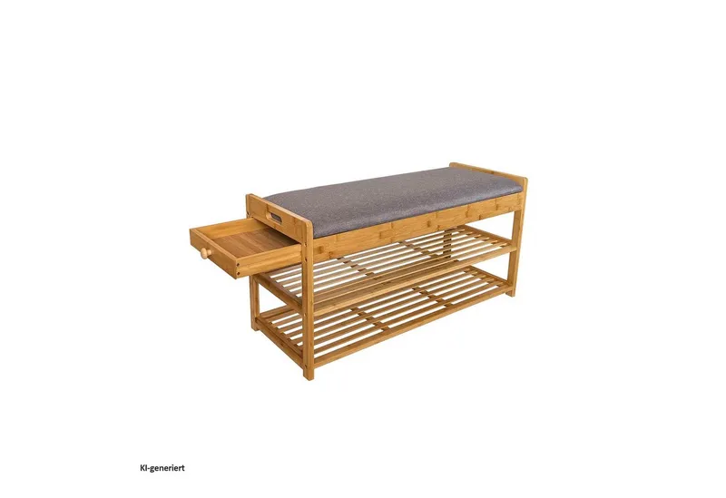 HTI-Living Schuhbank Schuhbank mit Schubfach Bambus (Stück, 1-St., 1 Schuhbank), Schuhregal, Beige, – Produktbild 5 von 5