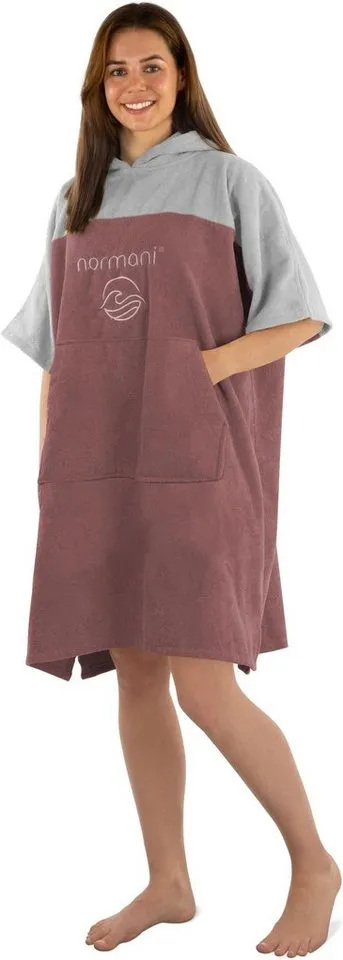 normani Badeponcho Damen Surfer Poncho Kuta, Bio-Baumwolle, Kapuze, Schlupf, Badeponcho aus 100 % saugstarker Bio-Baumwolle, Rosa, – Produktbild 3 von 5