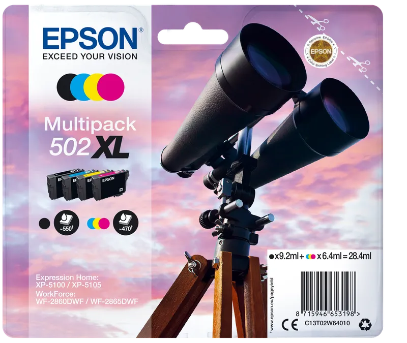 Epson Epson Tintenpatronen T02W64 XL schwarz, cyan, magenta, gelb, 4er-Set – Produktbild 1 von 4