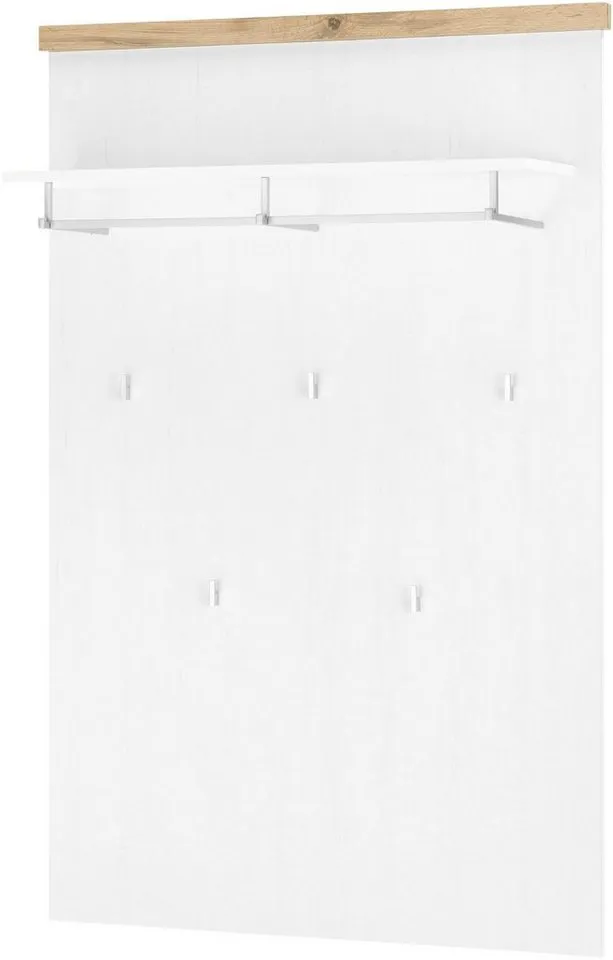 OTTO home Garderobenpaneel Westminster, Wandregal im Landhausstil Flurgarderobe Garderobe Paneel, mit Ablage, Haken & Kleiderstange aus Metall, in 2 Farben erhältlich, Weiß, – Produktbild 2 von 5