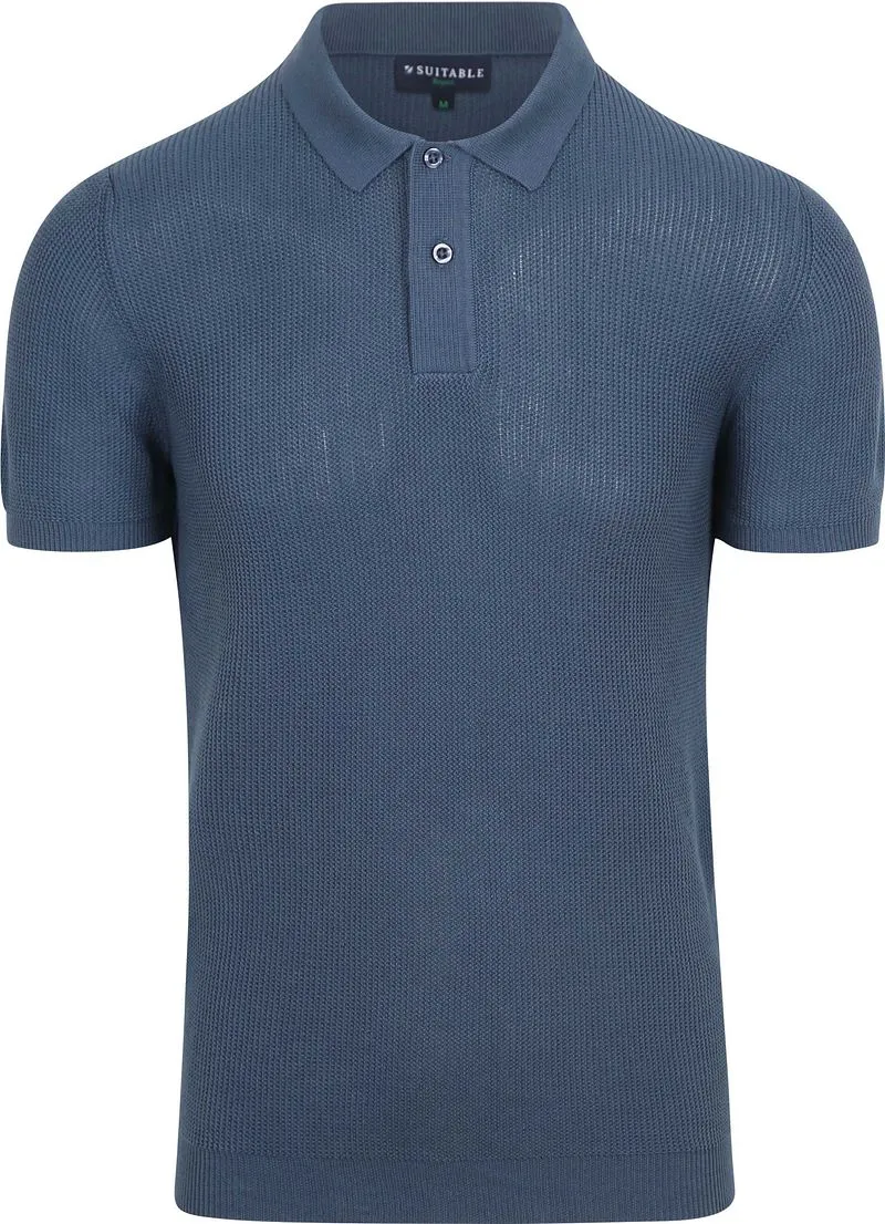 Suitable Suitable Respect Poloshirt Structure Knit Blau - Größe XXL, Blau, – Produktbild 1 von 5
