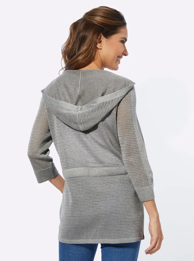 Witt Ajourstrickjacke, Steingrau, – Produktbild 3 von 3
