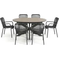 Gartenmöbel-Set "Fellow" 7-tlg. 1 Tisch 145/200 x 145 cm, 6 Sessel, anthrazit – Produktbild 1 von 1