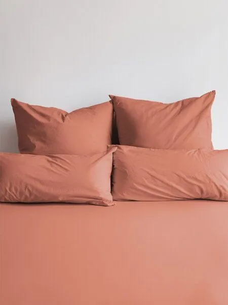 erlich textil erlich textil Cotton Select Spannbettlaken aus Bio-Baumwolle, made in Europe, Rostrot, – Produktbild 1 von 4