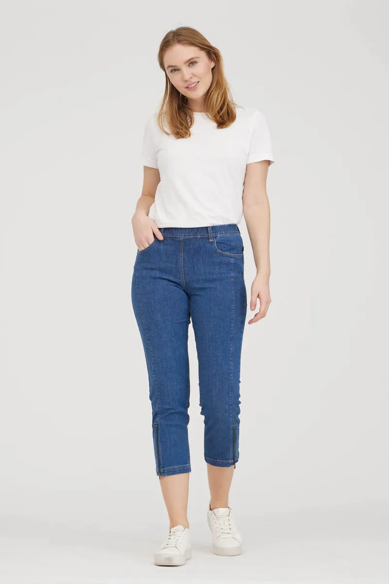 LAURIE LAURIE Damen vegan Jeans Piper Regular Crop Blue Denim, Blau, – Produktbild 2 von 2