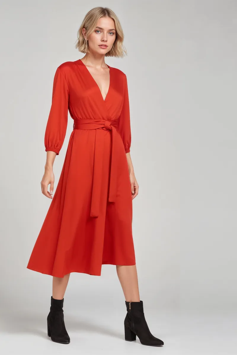 Neu Nomads Neu Nomads Damen vegan Kleid Rachel Langarm Rot, Rot, – Produktbild 1 von 1