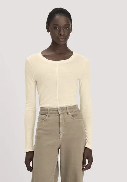 hessnatur hessnatur Longsleeve Slim aus Bio-Schurwolle und TENCEL Lyocell, Vanille, – Produktbild 1 von 4